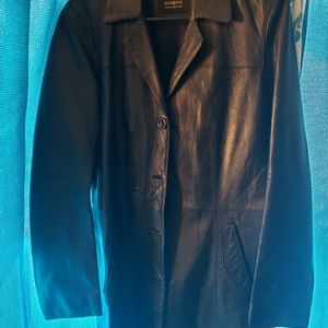Black Long Leather jacket pure Genuine Leather